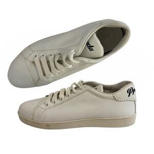 Prada White Leather Low Top Fashion Sneakers Women Size 40 US 9.5